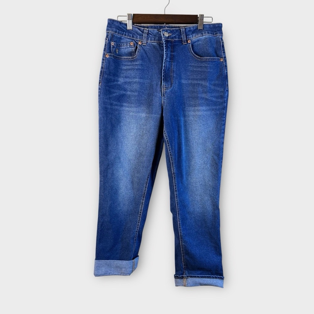 NWOT Frye Women's High-Rise Crop Jeans Cuffed Hem Medium Wash Blue Size 8/29